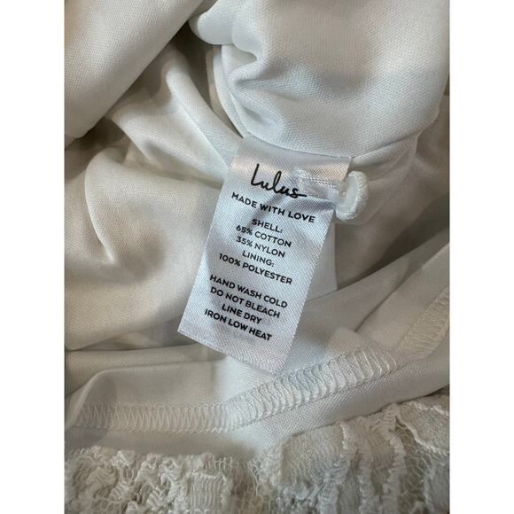 Lulus Women's Sweet Keep Lace Halter Skort Romper Floral V-Neck White Size Small - Picture 5 of 6
